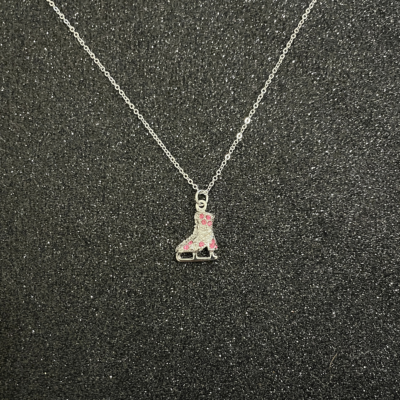 Collier Patins Strass rose